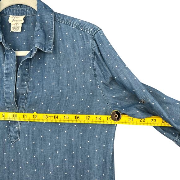 Andrea Jovine Chambray Polka Dot Collared Side Pockets Shirt Dress Type Small - Picture 5 of 6
